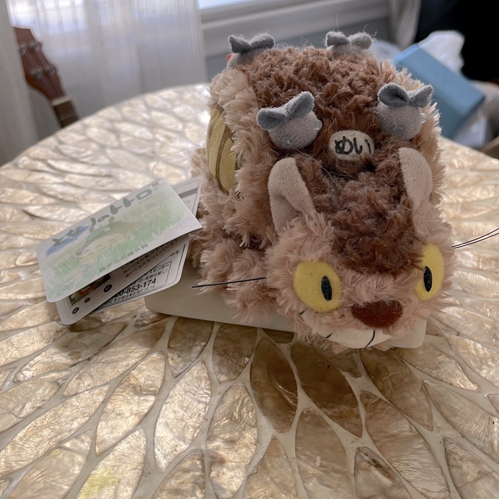 Totoro Cat Bus plush toy. From Japan with tags still on. About 6” long.